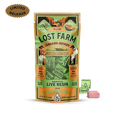 Lost Farm - Vegan Chews - Sour Melon - Northern Lights Live Resin - 100 MG